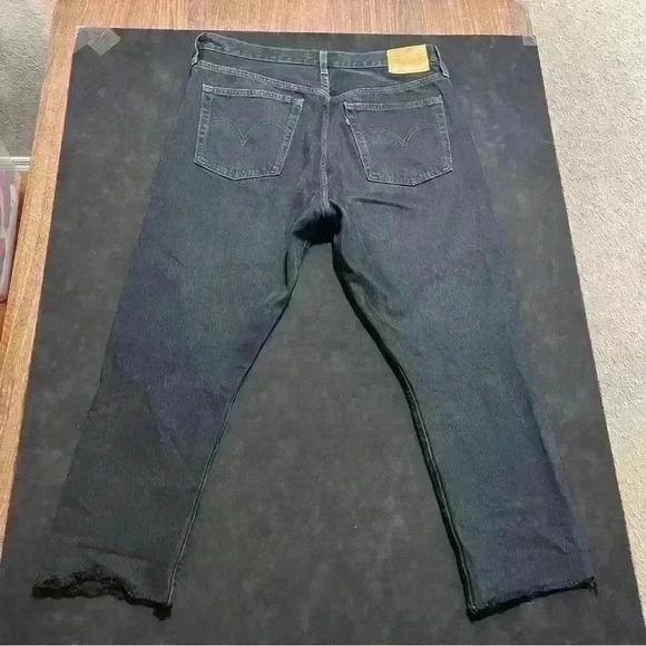 Levi's Premium Big E 501 S Skinny Black Distressed Button Fly Jeans 26x24 - Picture 2 of 12